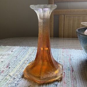Marigold Carnival Glass Candle Holder